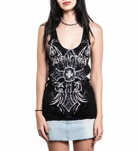 Affliction Women's Tank/Top T-shirt Aria Cross