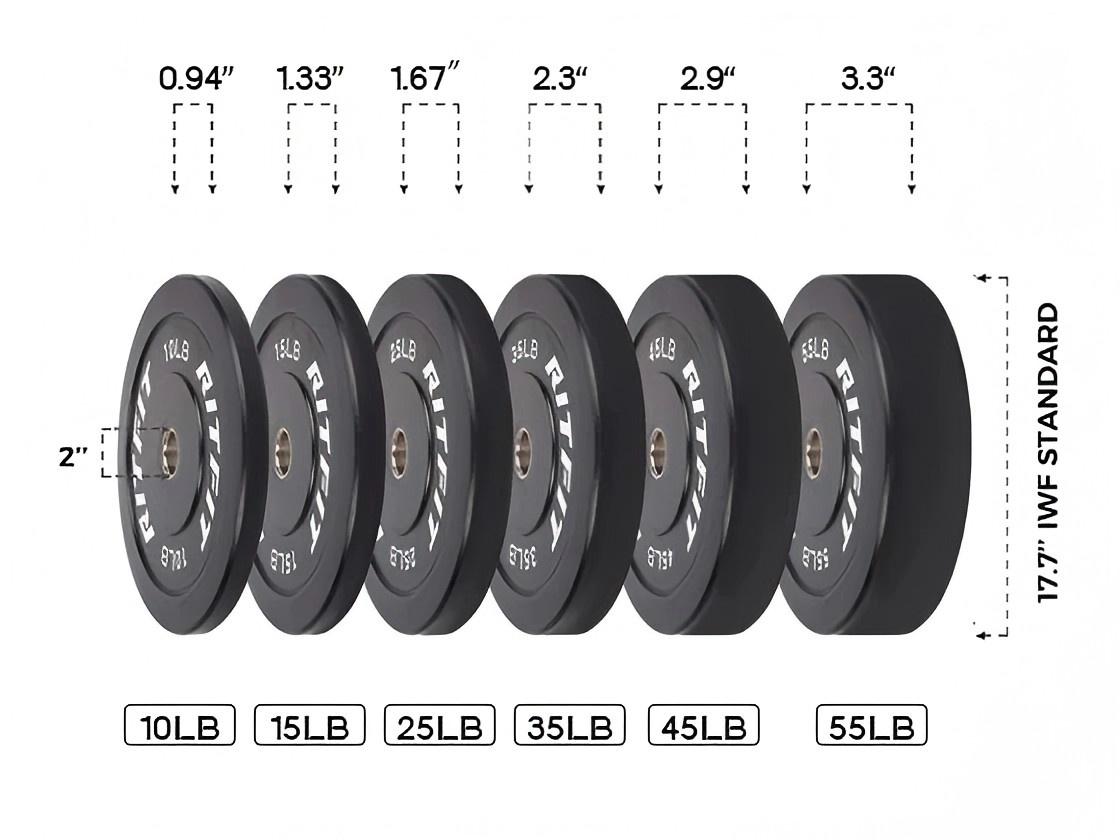 RitFit Bumper Plates Olympic Rubber Weight Plates, 2-inch