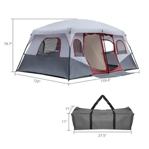 8/10 Person Camping Tent, Large 2 Room Family Tent with Weatherproof Instant Cabin Shelter with Rainfly & Carry Bag for Hiking Camping