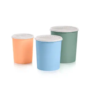 Tupperware Classic Vintage Servalier Canister Set - 3 Piece Airtight Seal Food Storage Containers for Everyday Use, Stylish & Stackable, 24, 17, 11 Cup or 7, 11 & 17 cup Capacity, One-Touch Center, Moisture-Proof, Dishwasher Safe, Easy Open & Close