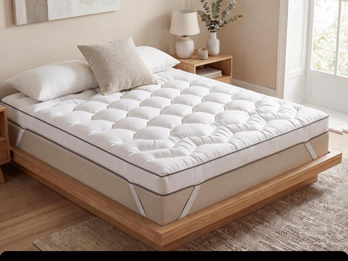 Raybee Ultra-Thick 2200GSM Mattress Topper, 3-4 Inch Memory Foam & Microfiber Hybird Mattress Pad for Back Pain & Pressure Relief, Breathable, Non-Slip, Soft & Supportive Bed Topper Pad , Twin Full Queen King  for Bedroom, Dormitory, Guestroom, RVS,