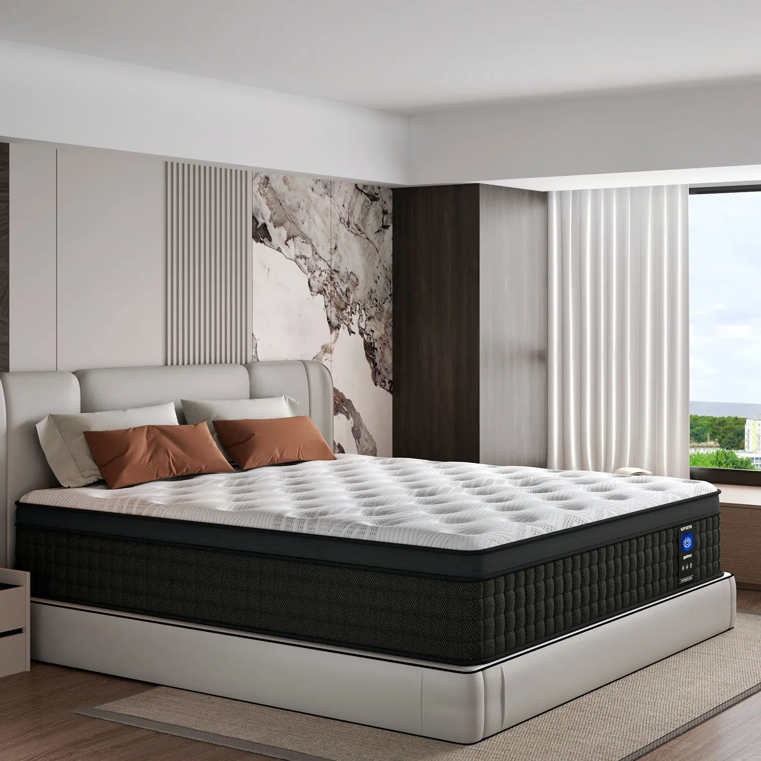 MRH Multi-Size Hybrid Spring Memory Foam Mattress - 12/14 in, Medium Firm, Breathable, Pressure Relief, Spine-Soothing Foam, High Quality In-a-Box (Queen Size for All Ages)