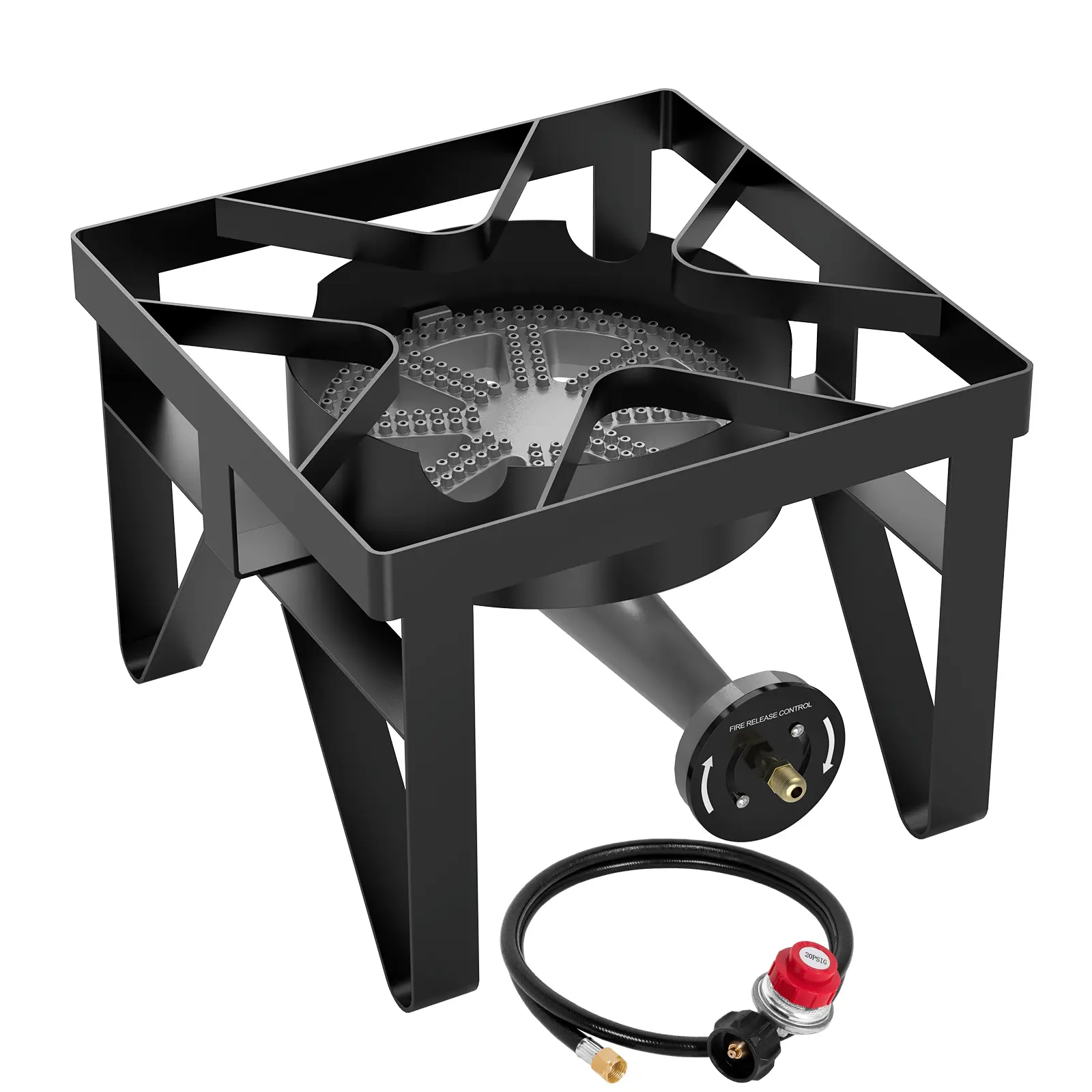 BESTFIRE 200K BTU Propane Gas Burner | Heavy-Duty Outdoor Stove with 0–20PSI Adjustable Regulator & Black Hose—Perfect for Brewing, Frying & Camping Adventures. gas turkey picnic cooker cooking seafood boil