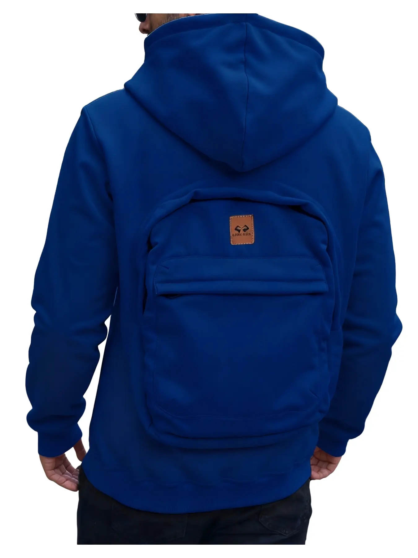 Men's Casual hoodie, casual, loose long-sleeved hooded sweatshirt with a unique back backpack design for autumn and winter, solid-color with a unique zipper, elastic hem for outdoor sports, Casual Sporty Hoodies