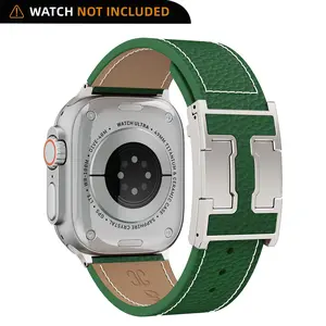 CrazyGrass Magnetic Lychee Grain Premium Leather  Watch Band Luxury Strap  For 44/45/46/49mm Smartwatch  Suitable for Apple Watches[WATCH NOT INCLUDED]