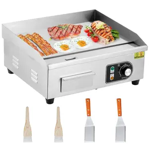 18" Commercial Electric Griddle, 1600W Electric Countertop Griddle with Shovels and Brushes, Teppanyaki Flat Top Grill Stainless Steel with Adjustable Temperature Control 122°F-572°F