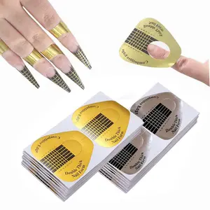 200PCS Nail Forms for Acrylic Nails Extension 100 Gold + 100 Silver Nail Form Guides, Thick Nail Extension Forms with Marked Length Numbers, Self-Adhesive Nail Paper Forms for Acrylic, Poly Gel & Nail Art Tips