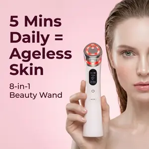 8-in-1 EMS Beauty Wand | 4-Color LED Light Therapy Face Massager | Skin Tightening, Wrinkle Reducer & At-Home Spa