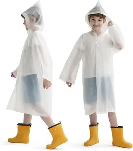 2pack Children Rain Poncho Non-Disposable Travel Rain Gear Coat Outdoor Hiking Accessories Child Raincoat Kids Rainwear Waterproof