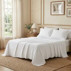 4-Piece Microfiber Sheet Set – Soft Deep Pocket, 3-Needle Embroidery, Solid Color – Machine Washable, Great for Daily Use – Fits Twin, Full, Queen, King
