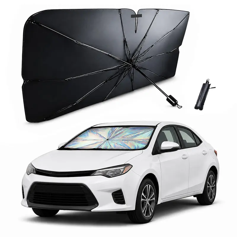 Universal Foldable Car Window Umbrella Sunshade - Polyester Auto Accessory, Car Shade Front Windshield Heat Shield, 1-Click Install & Store, UV Protection for SUVs/Trucks, Summer Daily Commute Essential, Car Window Shades, Car Stuff