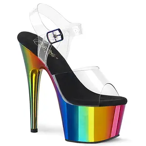 Pleaser Adore-708RC Women's Rainbow Platform Strapy Sandal, Stylish Footwear for Casual Wear