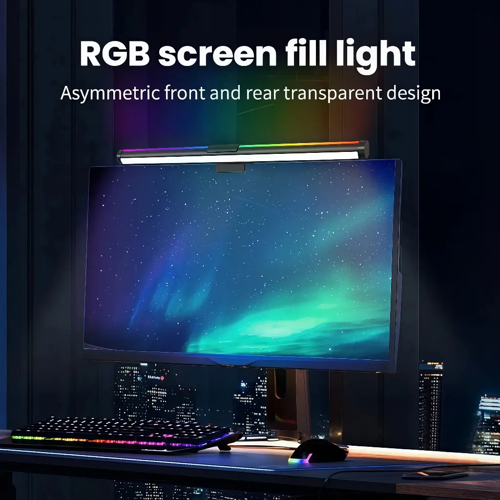 Valentines Gift for BF Touch Control Monitor Light Bar with RGB Backlight USB Powered Adjustable Desk Lamp Glare Free Screen Light for Computer Gaming Home Office Background Lighting, Atmosphere Lighting, Multifunctional Ambient Lights tiktokshopspringglo