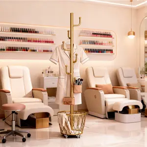 Single Pole Coat Rack with Bottom Storage Basket, Freestanding Design