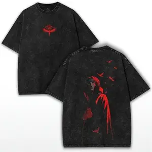 Elevate Your Style with the Itachi Anime Graphic Tee – Premium Black Wash Tee Featuring Iconic Uchiha Sharingan Eyes, Perfect for Devoted Anime Fans and Streetwear Enthusiasts