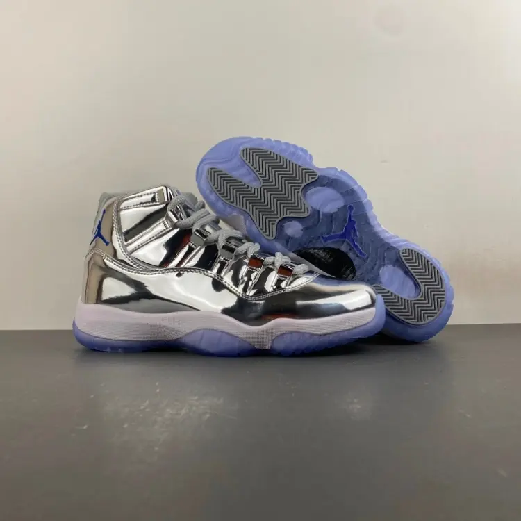 Unisex Metallic Silver Mid-Top Retro Basketball Sneakers - Shiny Patent Leather, Lace-Up, No-Laces Option, Modern Design, All-Seasons, Enhanced Grip, Transparent Purple Traction Outsole Street Casual Shoes