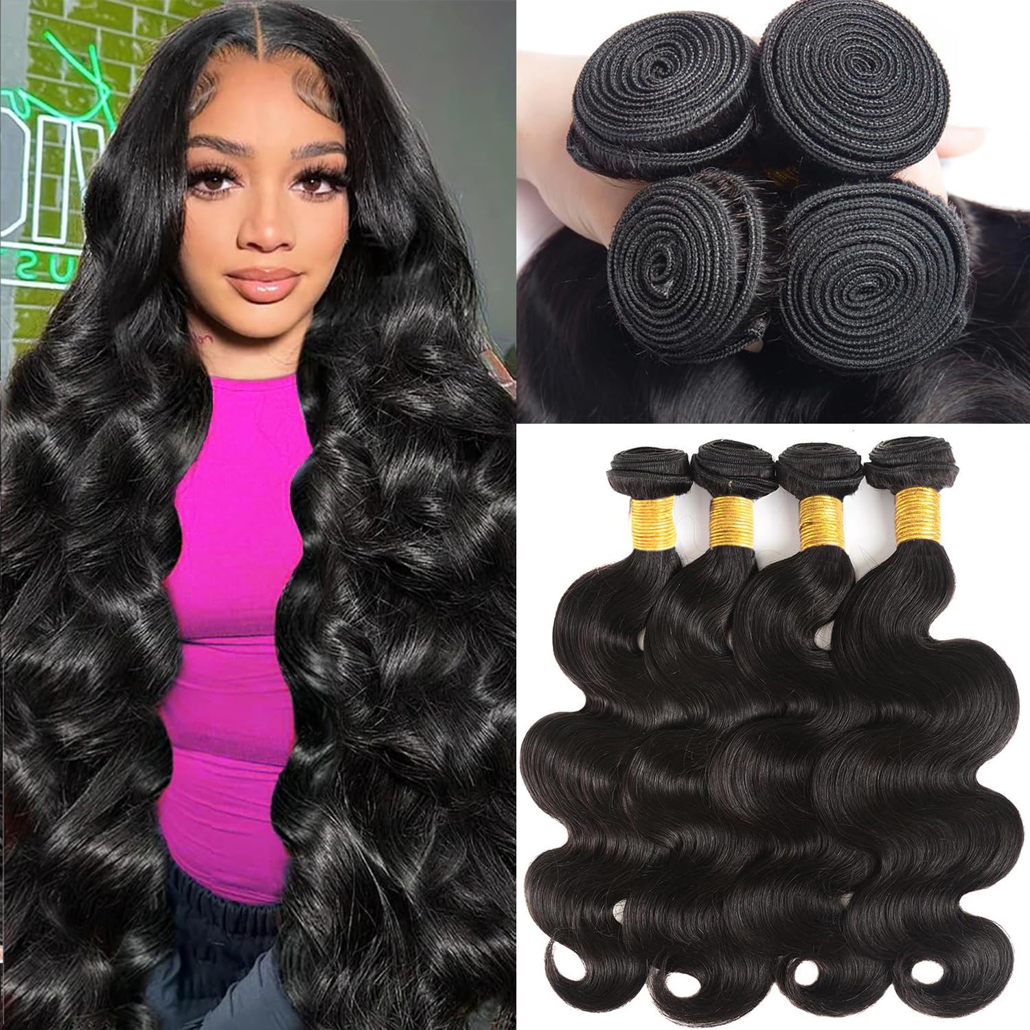 QVR Burmese Curly Bundles Human Hair Spiral End Quick Water Wave Human Hair Bundles Extensions 3Pcs for Women 18 20 22 inch Natural Black SpringStatements