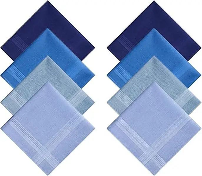 8 Pack Men's Handkerchiefs Cotton Handkerchiefs for Men 16 inch Large Mens Pocket Square Hankies Gents