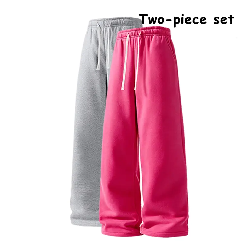 Men’s 2-Pack Loose Fit Sweatpants, Drawstring Casual Wide-Leg Pants, Soft Straight-Leg Lounge Joggers