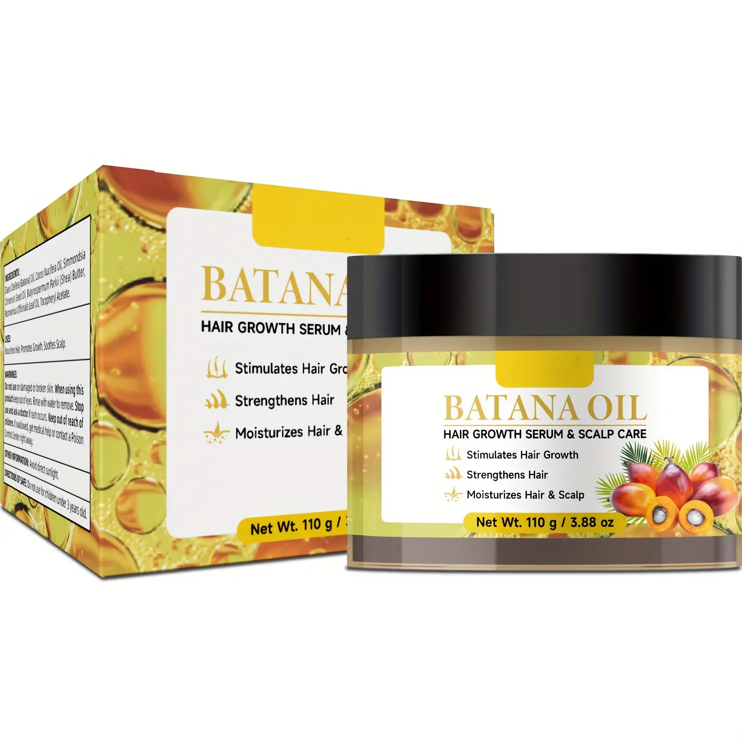 Honduras Unrefined Batana Oil Hair Growth Serum 110g - 100% Natural Scalp Care, Prevents Hair Loss, Repairs Split Ends, Strengthens Damaged Hair for Men & Women