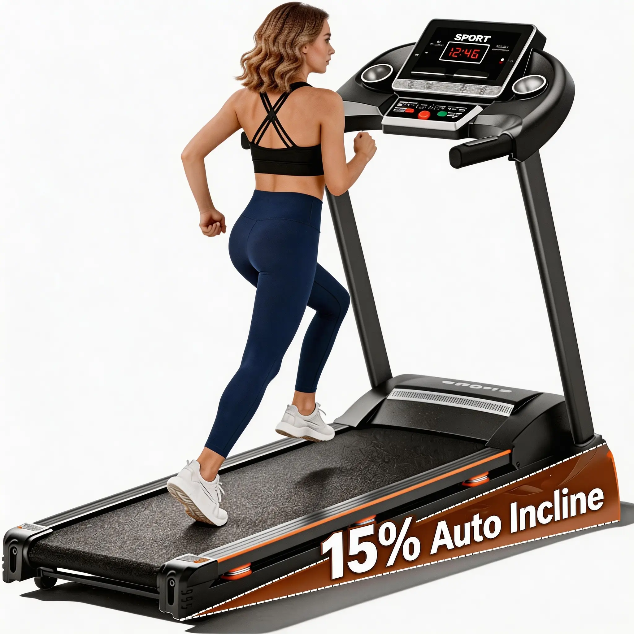 Space-Saving Foldable Treadmill| 3HP Motor 8.5MPH Speed| Dual LED Screen & Bluetooth Speaker| 280LBS Capacity for Home Office