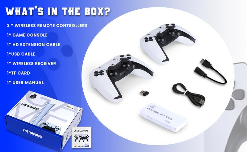 2026 Mass Games Retro Game Console with 40000+ Built-in Games 23 Emulators 2 Wireless Controllers & 128GB SD Card Perfect for Kids & Adults Portable Gaming System  - Button, Hdmi