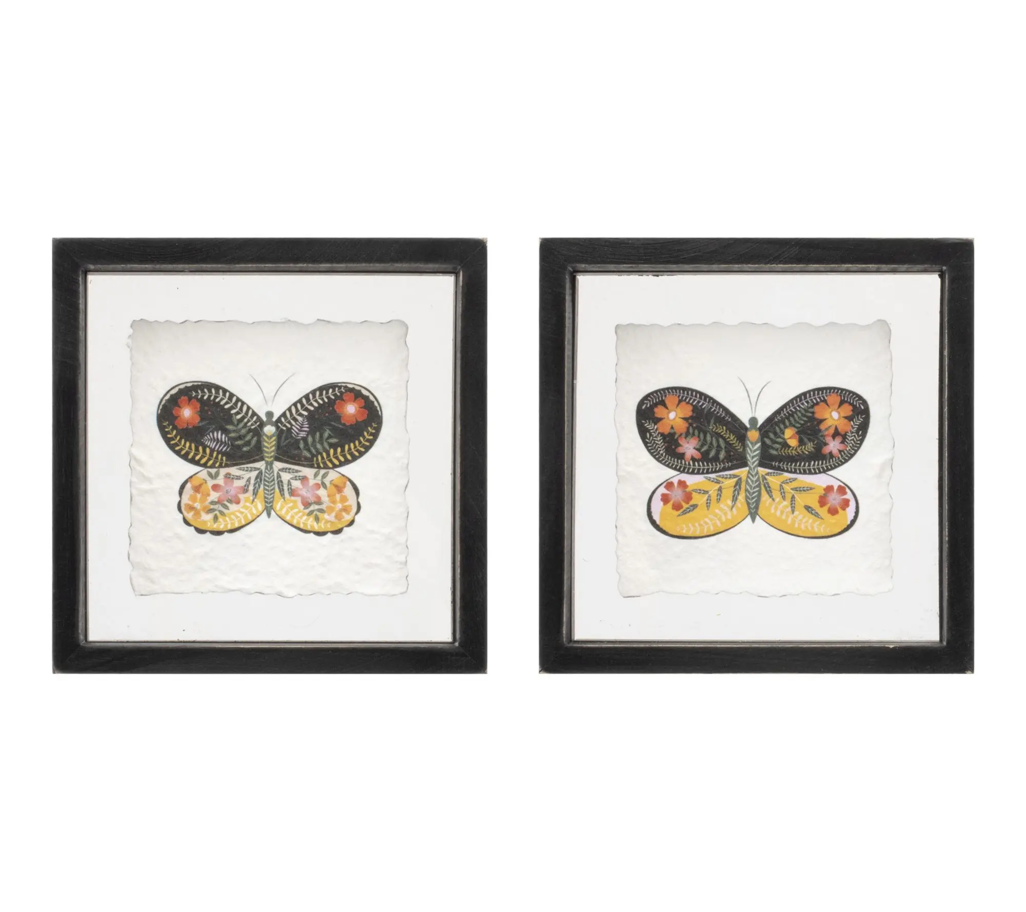 Melrose International Framed Butterfly Block (Set of 2)
