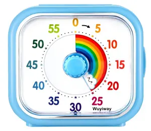 Visual Timer for Kids and Adults, Rainbow Disk 60 Minute Countdown Timer with Pause Function, Silent Time Management Tool, Analog Timer for Classroom, Home, Office (Blue Rainbow)