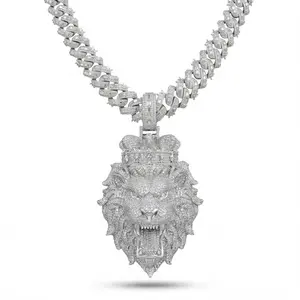 ⑦Space ice hiphop jewelry Crown Lion Pendant with 15MM cuban link chain 22"  22MM Eagle Rose Cuban Link Chain 22"