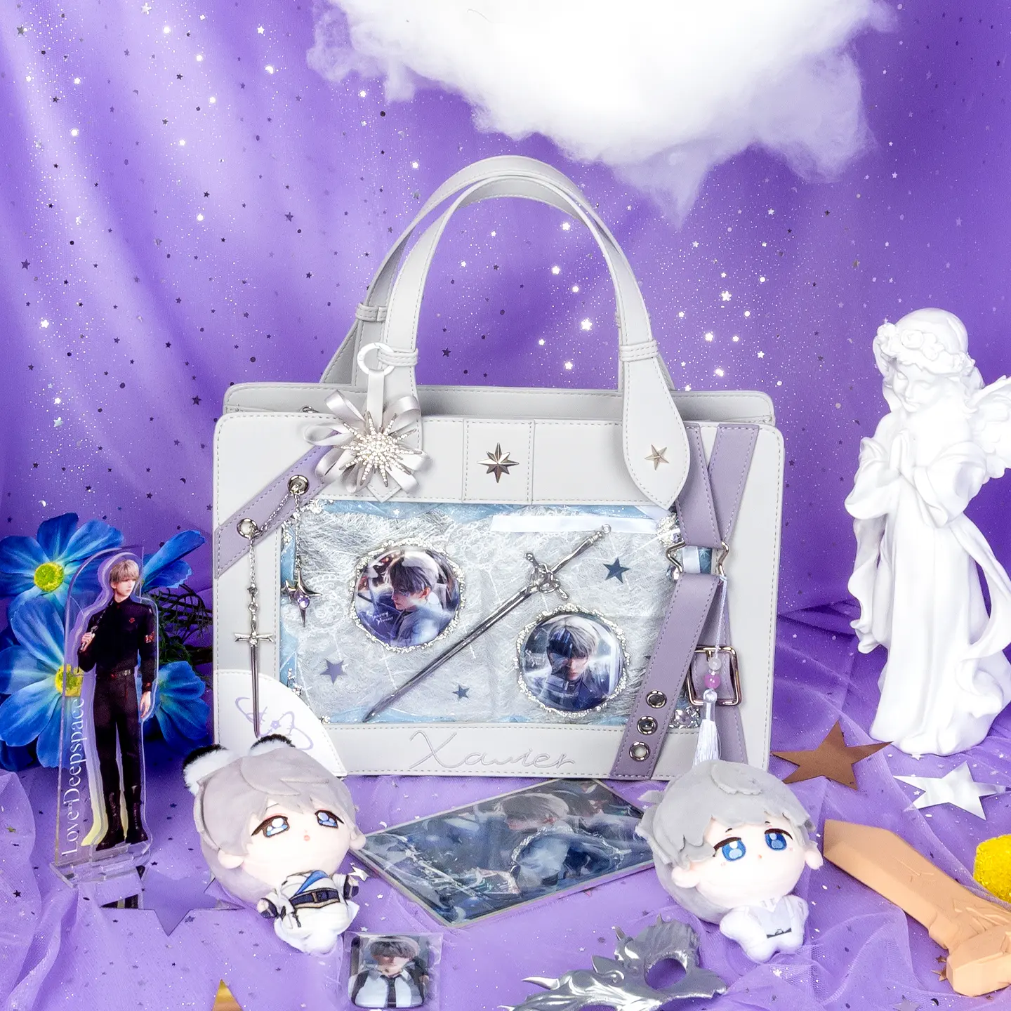THE JUNCO Original Xavier Light Hunter ITA Bag – Love and Deepspace PU Leather Tote, Versatile Crossbody Shoulder Bag for Women, Everyday Work Bag with Clear Window, 3-in-1 Handbag for College & Commute