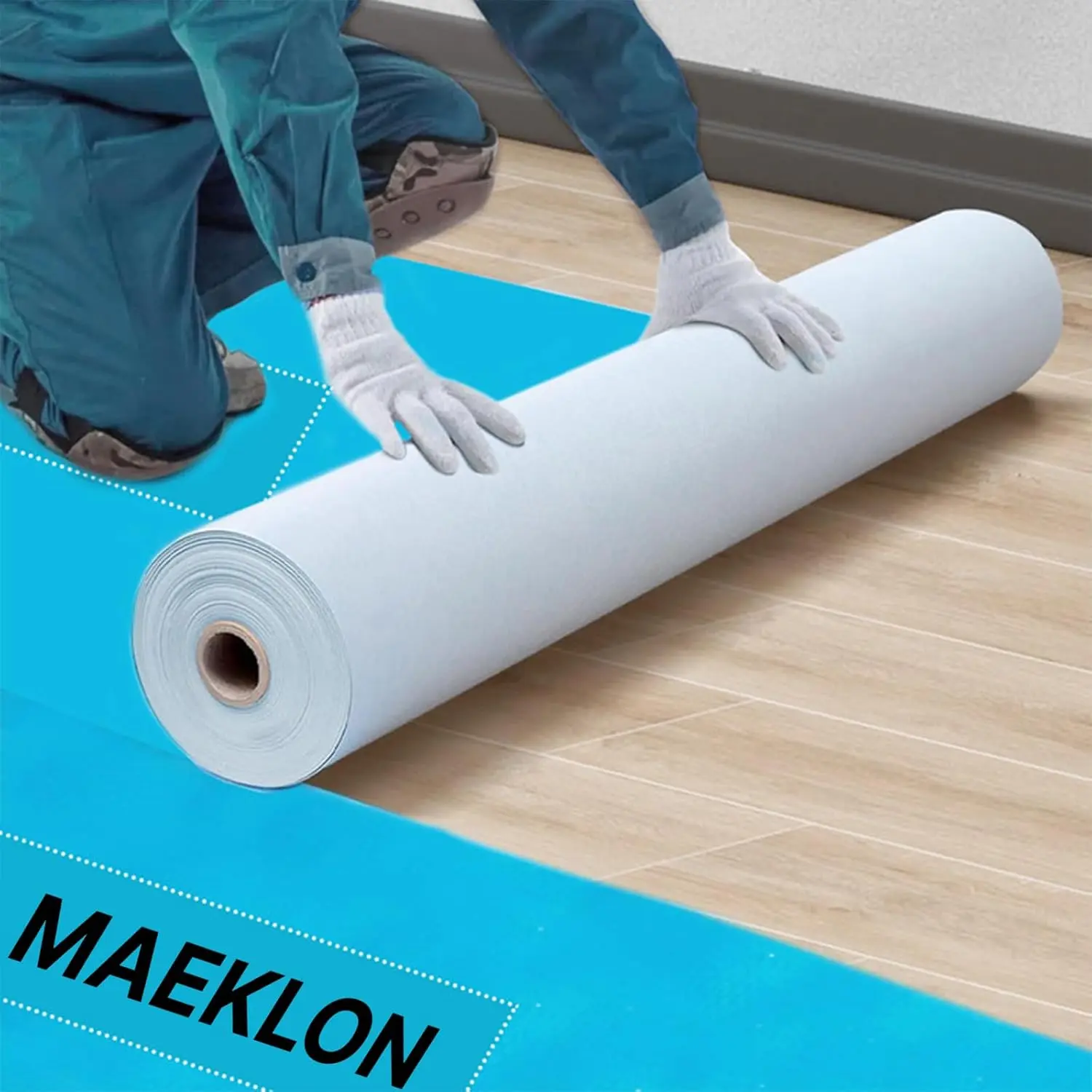 Temporary Floor Protection Roll - 40in x 168ft (560 sqft Coverage), Tile Floor Protectors for Construction & Renovation, Blue Shield for Hardwood & Hard Surfaces
