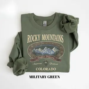 Retro Rocky Mountains Sweatshirt, Vintage 90s Colorado Graphic Crewneck, Mountain Pullover Gift, Nostalgia Hiking Old School Gift