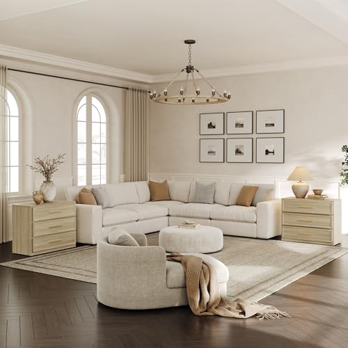 SICOTAS Night Stand Oversized Extra Large Nightstand Tall Bedside Side Table with 3 Drawers with Storage Modern End Table with Golden Handles Night Stands for Bedroom Sofa Couch Office