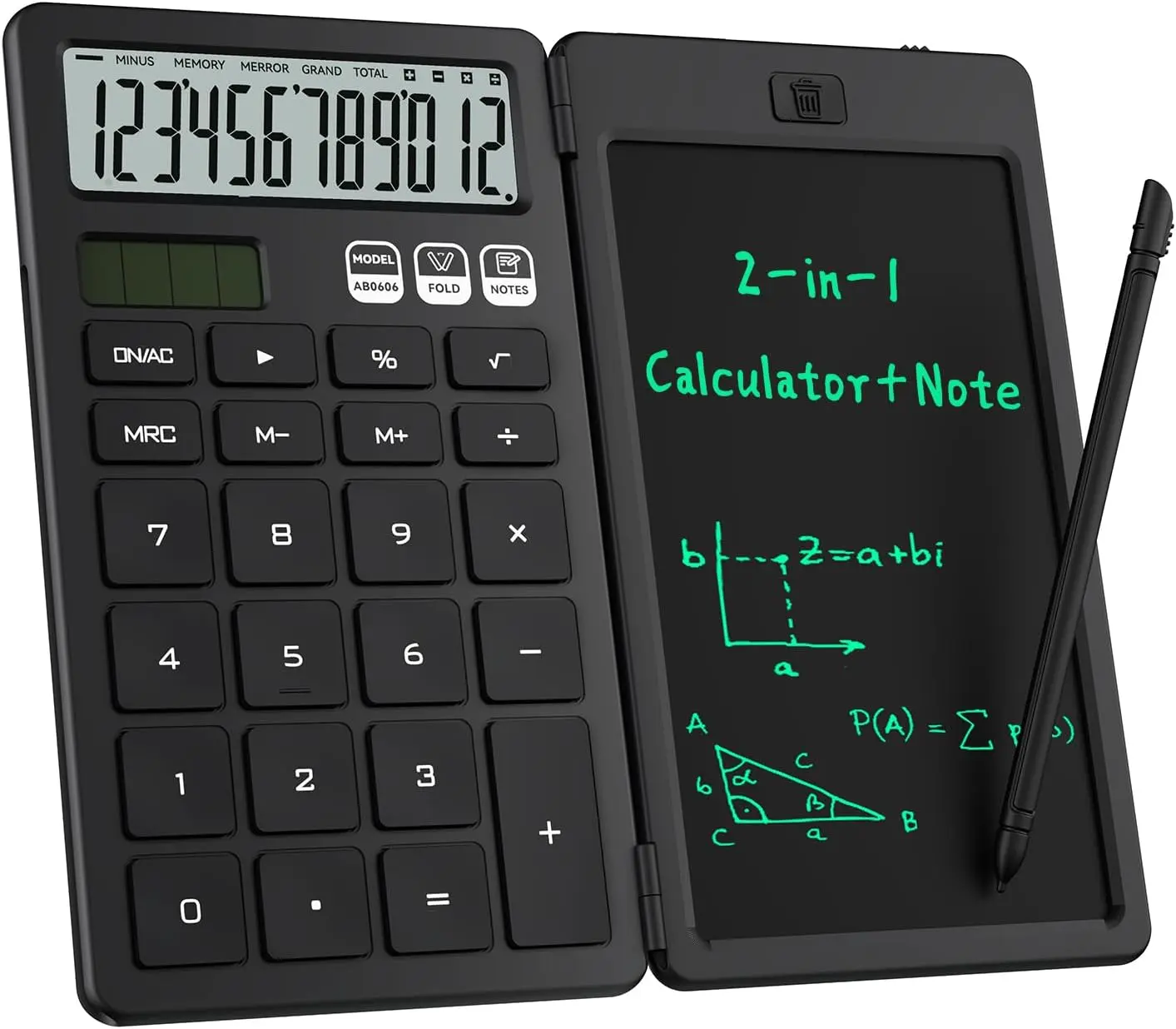 【Back To School】NEWYES Desk Calculator, AB0606 with Erasable LCD Notepad, Desktop Basic Calculators for Middle School Cute Pocket Simple Calculator Office Desk Accessories Supplies Home Office Essential Big Button