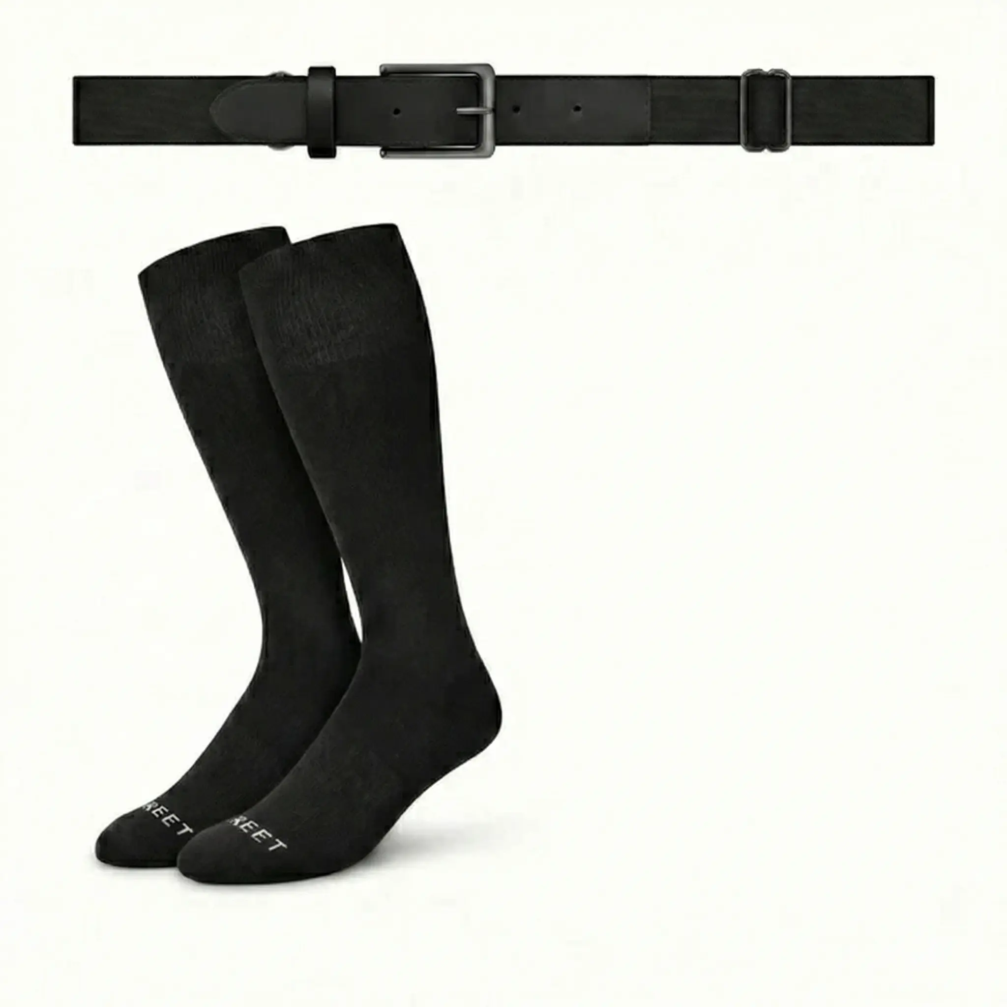 THE BASEBALL CLUB SOCK AND BELT COMBO Menswear Elastic socks knee length sock soft belt soft belt knee sports socks  sports belt baseball belt Leather Matching Set Stretch