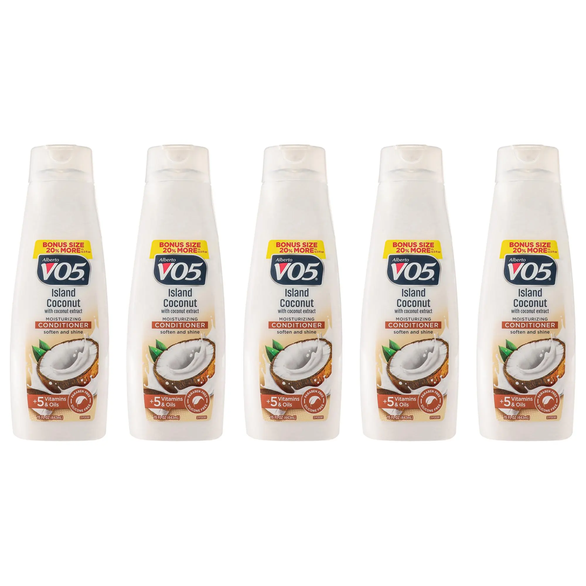 Alberto VO5 Moisturizing Island Coconut Haircare Conditioner, Unisex, 15 oz, Pack of 5