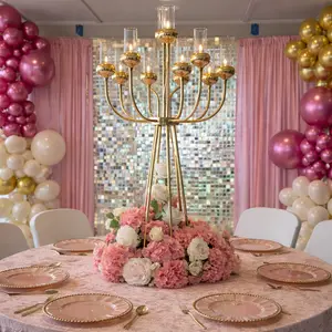 4 Pack | 48“ Tall 13 Arms Cluster Candle Holder Box Decor Glass Ornaments Metal