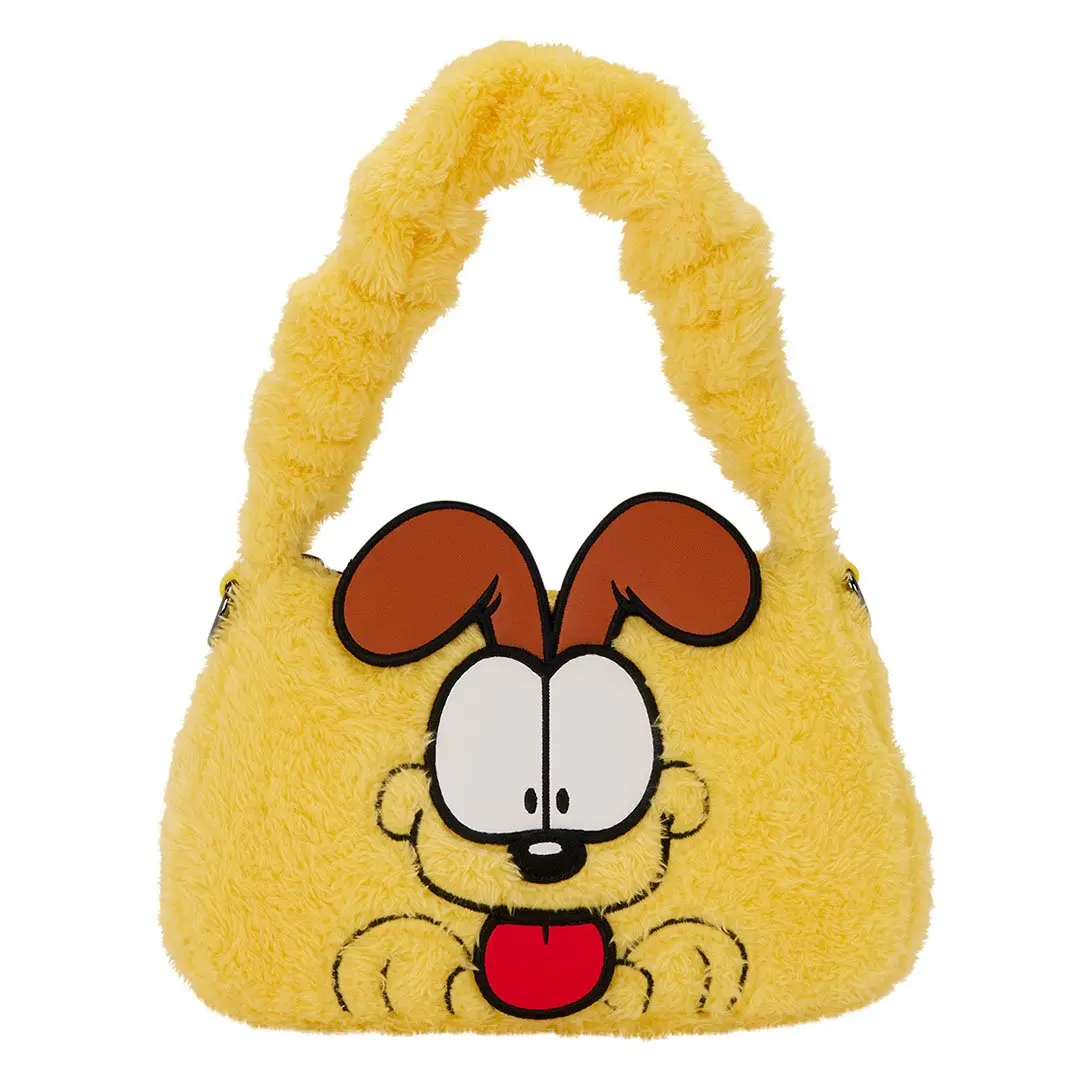 Loungefly Nickelodeon Garfield Odie Cute Cosplay Crossbody Puffy Bag, Plush with Faux Leather Trim, Purses For Women, Adjustable, Odie Embroidery, Graphic, Casual, 3D Ears, Lightweight, Odie Embroidered