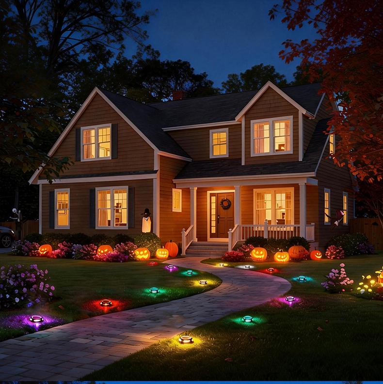 Solar Driveway Lights Outdoor, RGB Color Solar Deck & Dock Lights, IP68 Waterproof, 3 Dynamic Light Modes for Driveway, Walkway, Garden & Step