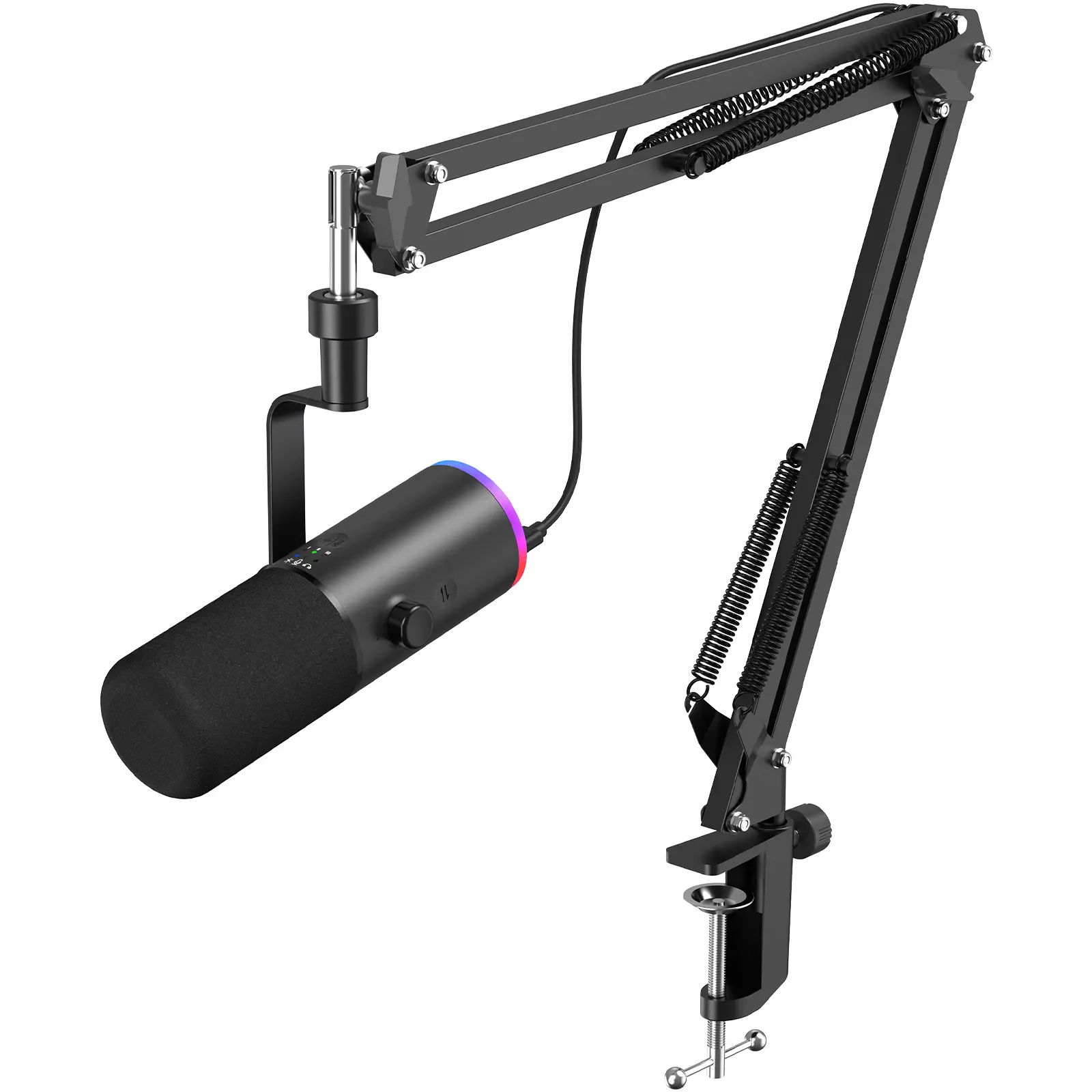 TONOR TD510 AIR S Dynamic Microphone (Black) - XLR/USB Type A, AI Noise Cancellation, Adjustable RGB, Tap Mute, 3.5 mm Jack, Volume Control, Desktop Stand, Adapter, Mount, for PC Gaming, PS4, Recording, Gaming Stuff