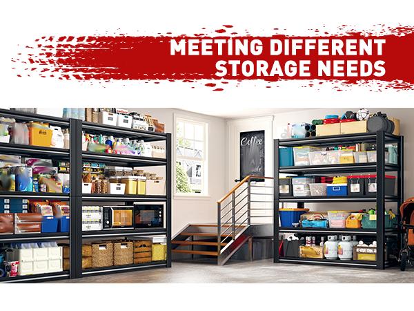 Raybee Heavy Duty Garage Shelves 5&4 Tier All Metal Wire Shelving Unit Height Adjustable Versatile Utility Shelf Rack for Warehouse Pantry Storage Store Organizer