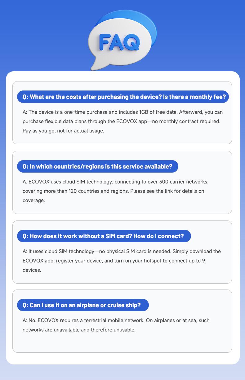 ECOVOX 2026 Upgraded Portable Mini WiFiHotspot 4G Data GlobalCoverage Tri-Band Car RV Travel Router with Extra-long Battery Life & Free 1GB Data Pocket WiFi