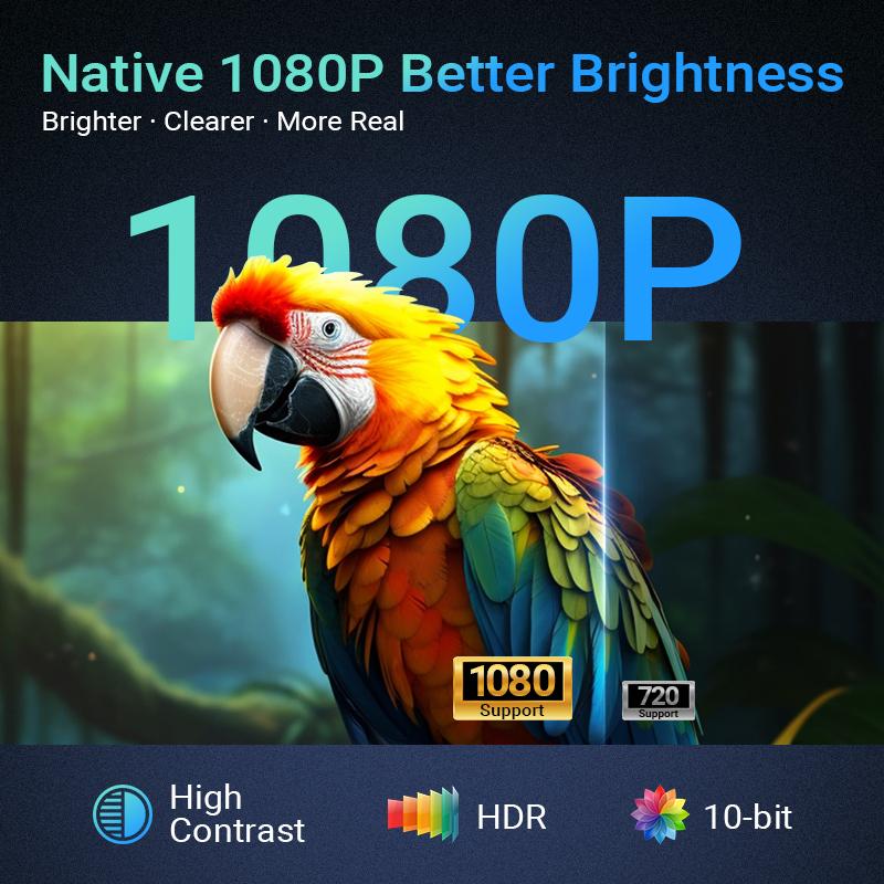 HY350MAX 500ANSI Gaming Projector Native 1080P 8K Decoding WiFi6 BT5.4 Auto Focus 4ms Latency Ultra Short Throw Home Cinema Projector