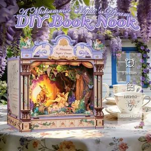 CUTEBEE A Midsummer Night's Dream DIY Miniature House 3D Wooden Puzzle Enchanted Forest Book Nook Shelf Insert Desktop Decor Shakespeare Gift for Adults
