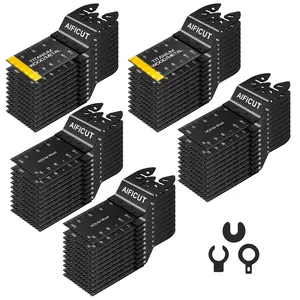 55 PCS Multitool Blades Oscillating Tool Blade, Universal Titanium Oscillating Saw Blades for Metal Nails, Wood and Plastic, Multi Tool Blades Kits Fit All Models