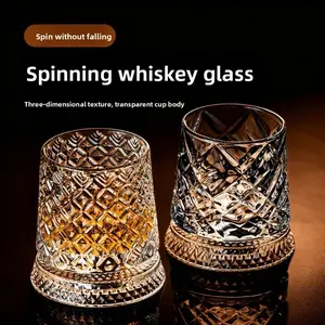 1 Cup+1 Base Luxury Whisky Glass Brandy Glass High-grade Foreign Wine Glass Crystal Glass Rotary Base High-grade Wine Glass
