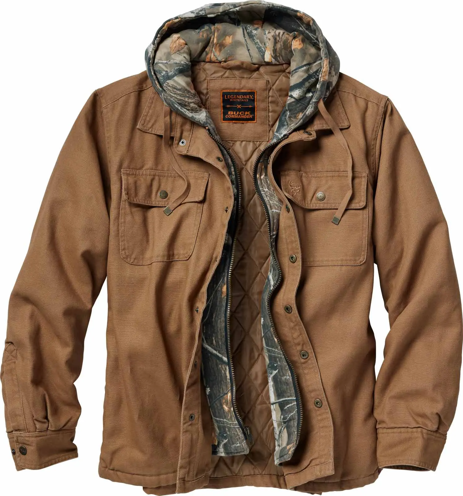 Legendary Whitetails Men's Buck Commander Hunter's Edge Cotton Embroidered Canvas Jacket - Menswear Top with Pocket for Outdoor Use