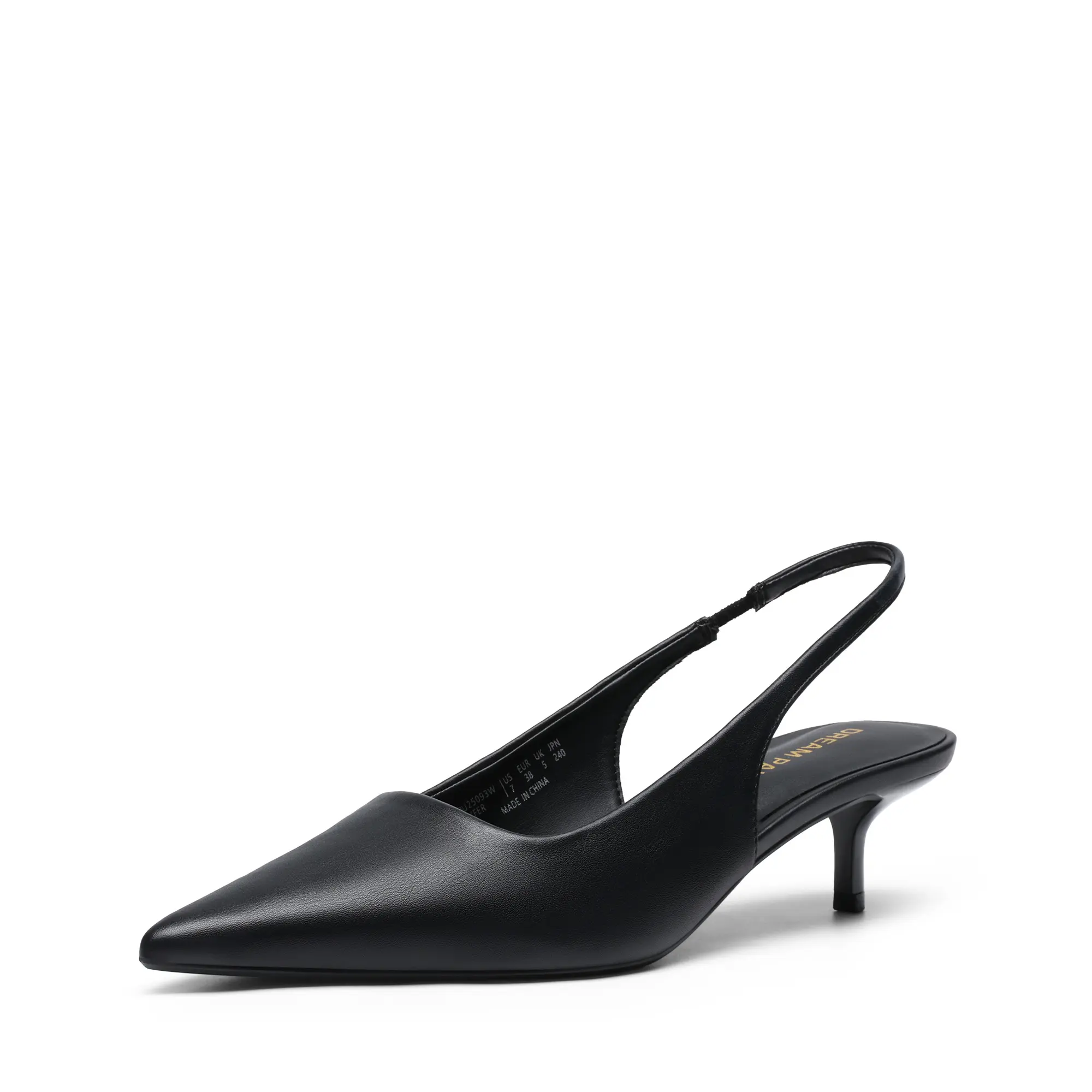 Dream Pairs Women's Pointed-Toe Slingback Pumps - Comfortable Low-Heel Polyurethane Dress Shoes with Adjustable Strap for Business Office, Kitten Heels, Comfortable Heels,shoes for back to school,back to school shoes
