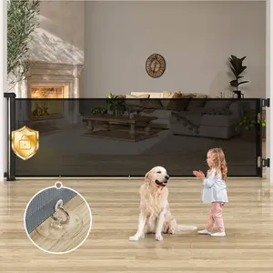 118" Retractable Baby Gates Extra Wide, Retractable Dog Gate for Large Openings, Extra Long Dog Gates for The House, Extra Large Mesh Pet Gate for Stairs, Doorways, Hallways, Indoor&Outdoor, Valentine's Day