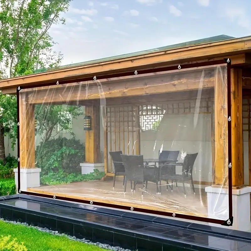 6.5x13FT Clear Waterproof PE Tarp, TransparentOutdoor Cover with Metal Grommets, ProtectiveTarp for Patio, Greenhouse, Porch, Garden andOutdoor Use